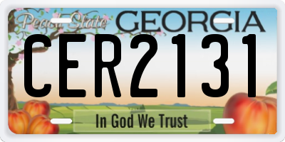 GA license plate CER2131