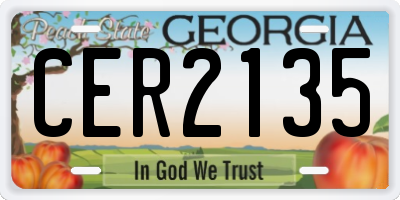 GA license plate CER2135