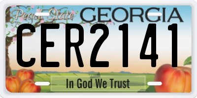GA license plate CER2141