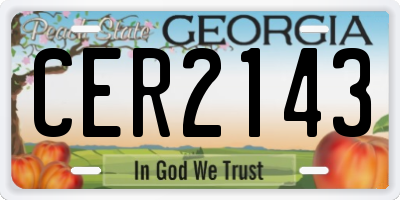 GA license plate CER2143