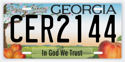 GA license plate CER2144