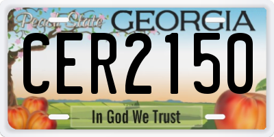 GA license plate CER2150