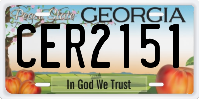 GA license plate CER2151