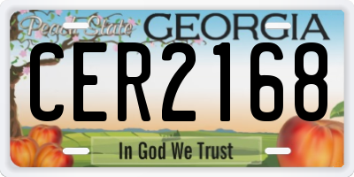 GA license plate CER2168