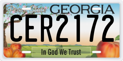 GA license plate CER2172
