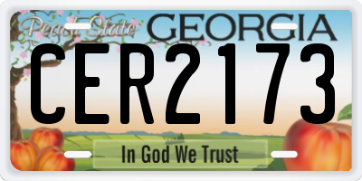 GA license plate CER2173