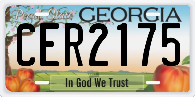 GA license plate CER2175