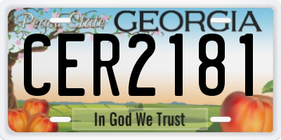 GA license plate CER2181