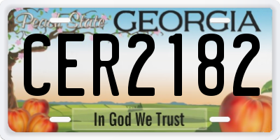 GA license plate CER2182