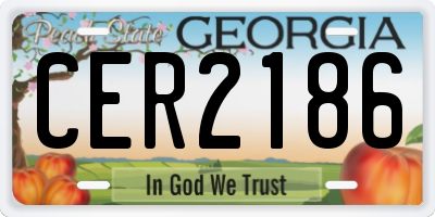 GA license plate CER2186