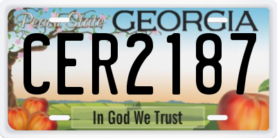 GA license plate CER2187