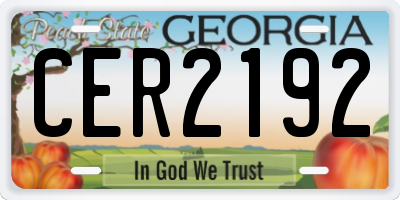 GA license plate CER2192