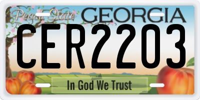 GA license plate CER2203