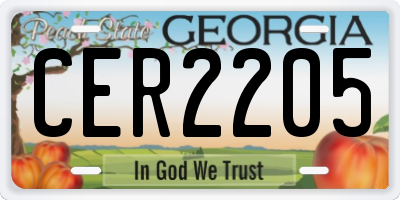 GA license plate CER2205