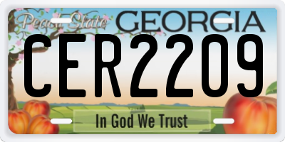 GA license plate CER2209