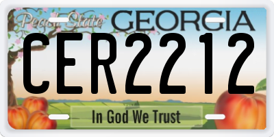 GA license plate CER2212