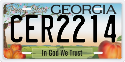 GA license plate CER2214