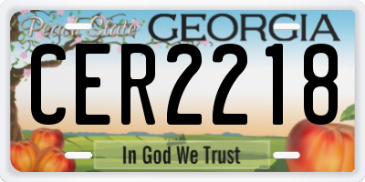 GA license plate CER2218