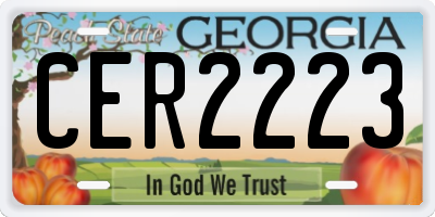 GA license plate CER2223