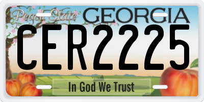 GA license plate CER2225