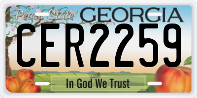 GA license plate CER2259