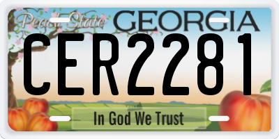 GA license plate CER2281