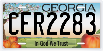 GA license plate CER2283