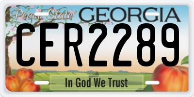 GA license plate CER2289