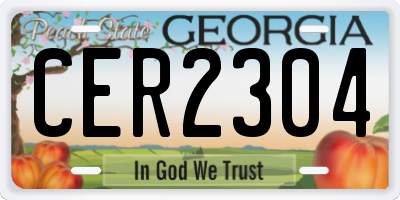 GA license plate CER2304