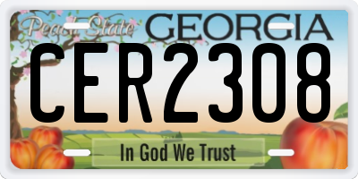 GA license plate CER2308