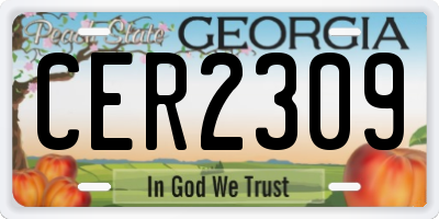 GA license plate CER2309