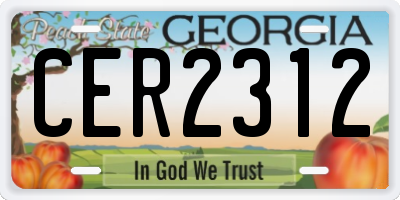 GA license plate CER2312