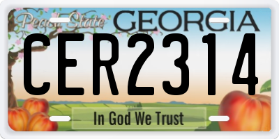 GA license plate CER2314
