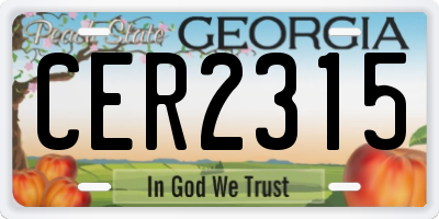 GA license plate CER2315