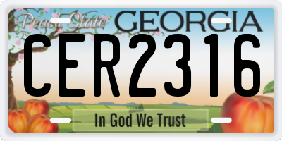 GA license plate CER2316