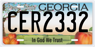 GA license plate CER2332