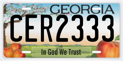GA license plate CER2333