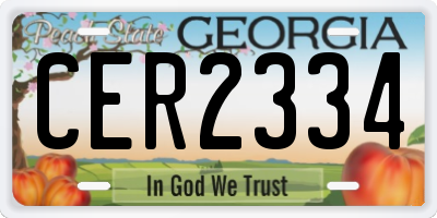 GA license plate CER2334