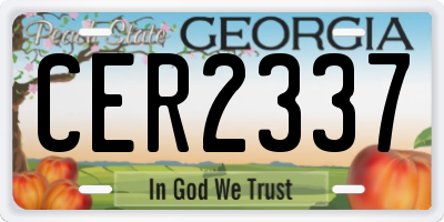 GA license plate CER2337