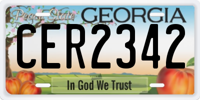 GA license plate CER2342