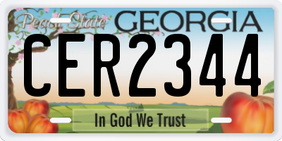 GA license plate CER2344