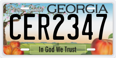 GA license plate CER2347