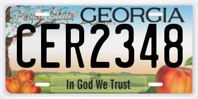 GA license plate CER2348