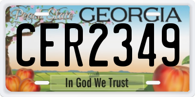 GA license plate CER2349