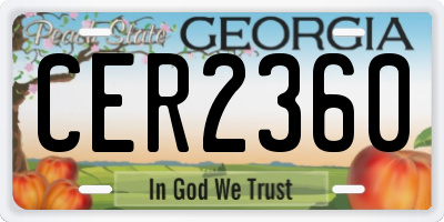 GA license plate CER2360