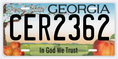 GA license plate CER2362