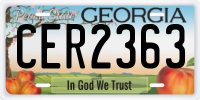GA license plate CER2363