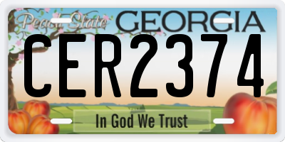 GA license plate CER2374
