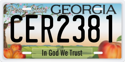 GA license plate CER2381