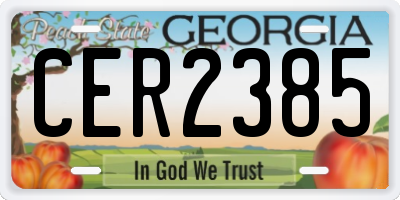 GA license plate CER2385